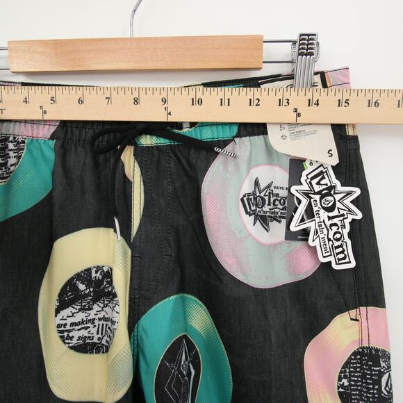 Volcom Stoneys Vent LP Swim Trunks Vinyl Record Print Black Size S NWT - Picture 6 of 15